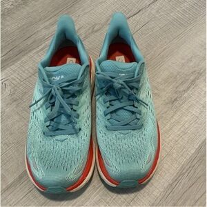 Hoka Women's Teal and Red Athletic Shoes